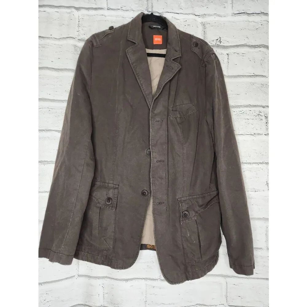 Boss Hugo Boss Mens Brown Cotton Sport Coat size 44R